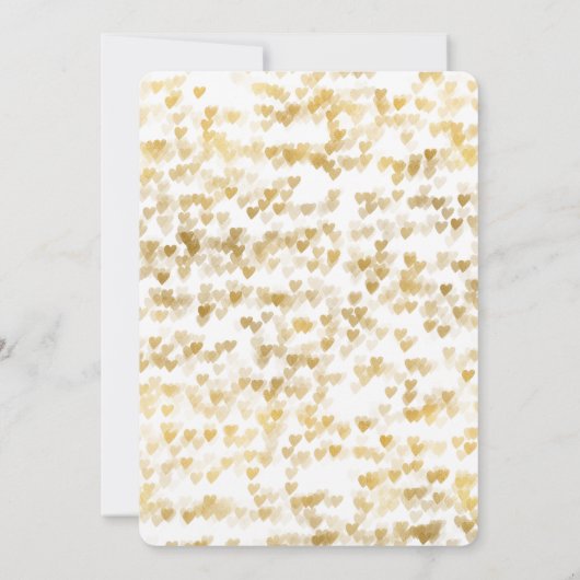 Gouden harten bruiloft uitnodigingen (Achterkant)