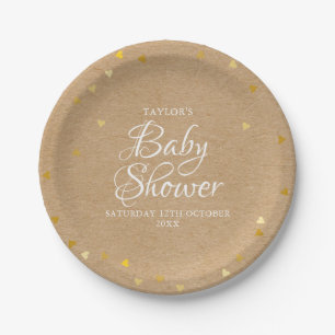 Gouden harten Confetti Baby shower / Sprinkle rust Papieren Bordje