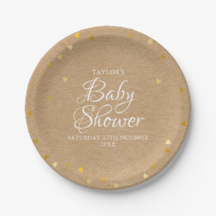 Gouden Harten Confetti Baby Shower / Strooi Rustie Papieren Bordje
