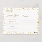 Gouden Harten Confetti Bewaar de Datum Briefkaart (Achterkant)