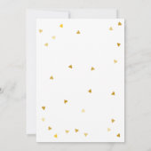 Gouden harten confetti bruiloftsfeest kaart (Achterkant)