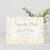 Gouden Harten Confetti Save the Date (Staand voorkant)