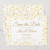 Gouden Harten Confetti Save the Date Kaart (Voorkant / Achterkant)