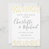Gouden Harten Confetti Script Foto Save The Date (Voorkant)