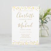 Gouden Harten Confetti Signature Script Trouwen Kaart (Staand voorkant)