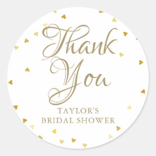 Gouden harten confetti vrijgezellenfeest Dank u Ronde Sticker