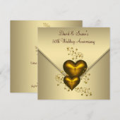 Gouden Harten Elegant Goud 50ste Huwelijksjubileum Kaart (Voorkant / Achterkant)