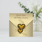 Gouden Harten Elegant Goud 50ste Huwelijksjubileum Kaart (Staand voorkant)