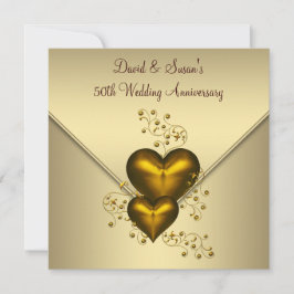 Gouden Harten Elegant Goud 50ste Huwelijksjubileum Kaart