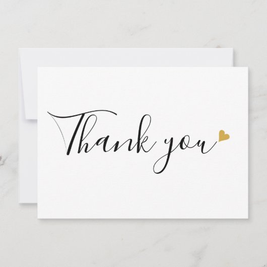 Gouden harten Elegant modern script Bedankkaart (Voorkant)