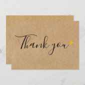 Gouden Harten Elegant Schrift Rustieke Kraft Bedankkaart (Voorkant / Achterkant)