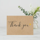 Gouden Harten Elegant Schrift Rustieke Kraft Bedankkaart (Staand voorkant)