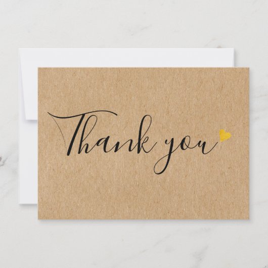 Gouden Harten Elegant Schrift Rustieke Kraft Bedankkaart (Voorkant)