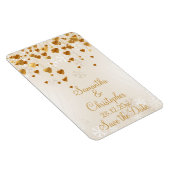 Gouden harten en sneeuwvlokken bruiloft Save the D Magneet (Rechterzijde)