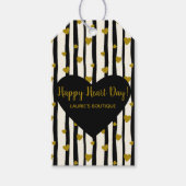 Gouden harten en zwarte strepen cadeaulabel (Voorkant)