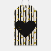 Gouden harten en zwarte strepen cadeaulabel (Achterkant)