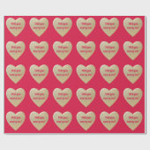 Gouden harten, gepersonaliseerd cadeaupapier (Vlak)