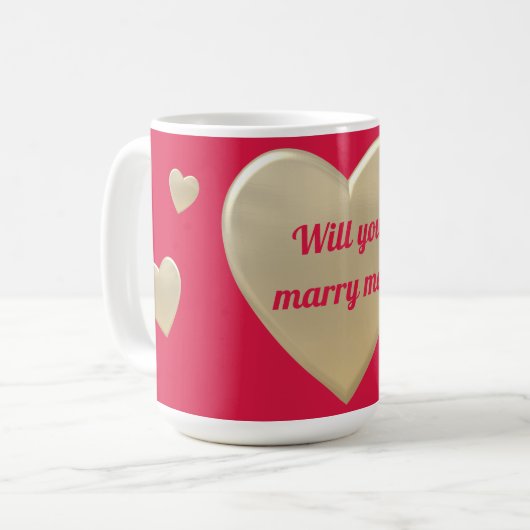 Gouden harten, gepersonaliseerd koffiemok (Voorkant links)