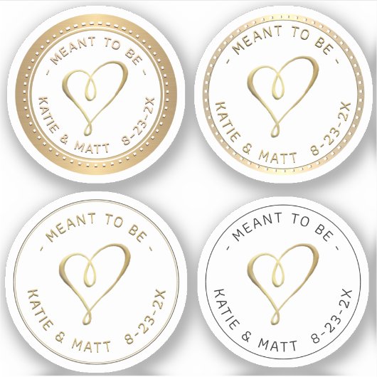 Gouden harten in reliëf bedoeld om bruiloft monste sticker (Voorkant)