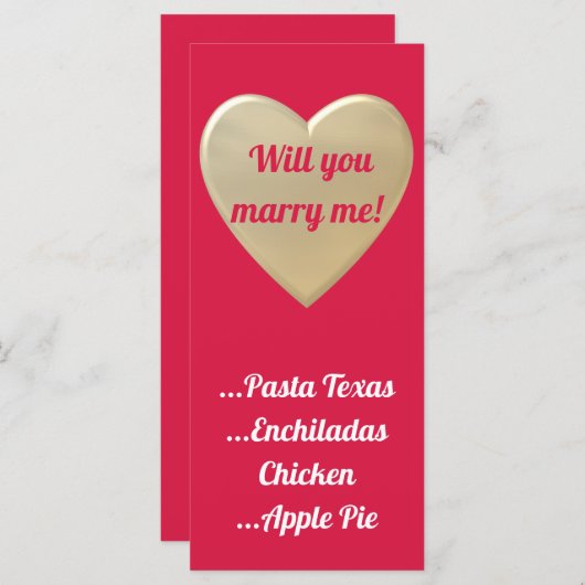 gouden harten menu (Voorkant / Achterkant)