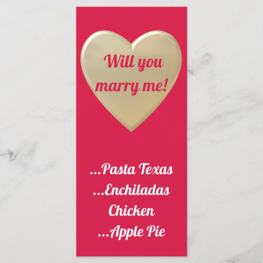 gouden harten menu (Voorkant)