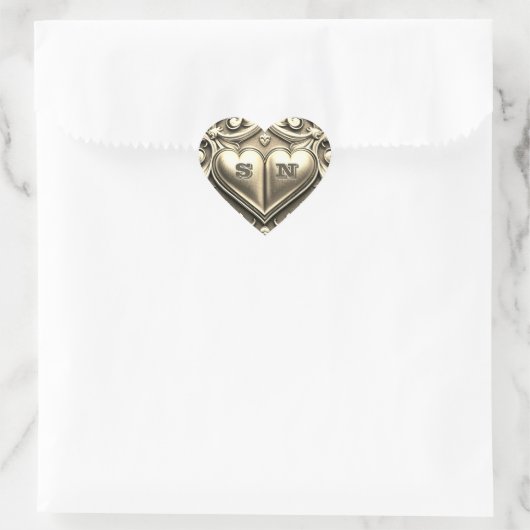 Gouden harten Monogram Hart Sticker (Tas)