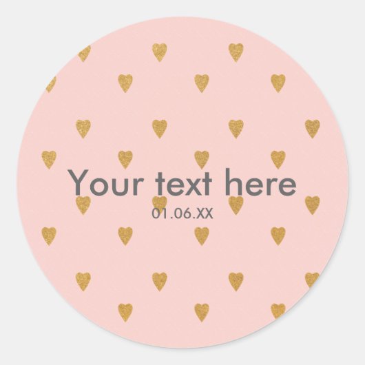 Gouden harten op roze verjaardagsfeest sticker (Voorkant)