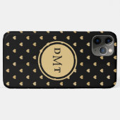 Gouden Harten op zwart Monogrammed Case-Mate iPhone Case (Achterkant (horizontaal))
