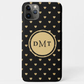 Gouden Harten op zwart Monogrammed Case-Mate iPhone Case (Achterkant)