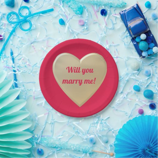 gouden harten papieren bordje (Feest)