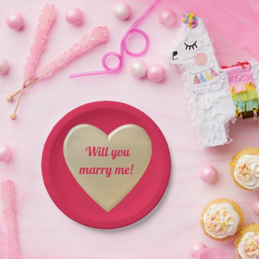 gouden harten papieren bordje (Feest)