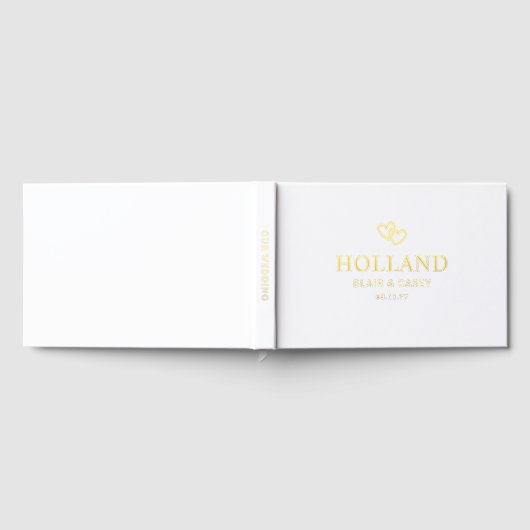 Gouden Harten Romantisch Huwelijk Gastenboek (Volledig)