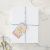 Gouden harten & roze chic meisjes cadeau presentee cadeaulabel (Met Touw)