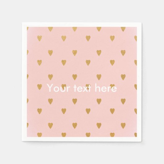 Gouden Harten & Roze Meisjes Verjaardagsfeestjes S Servetten (Voorkant)