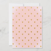 Gouden Harten & Roze Meisjes Verjaardagsfeestuitno Kaart (Achterkant)