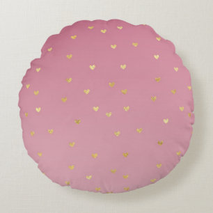 Gouden harten roze ombre rond kussen