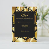 gouden harten rsvp reactiekaart bruiloft (Staand voorkant)