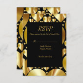 gouden harten rsvp reactiekaart bruiloft (Voorkant / Achterkant)