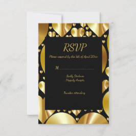 gouden harten rsvp reactiekaart bruiloft