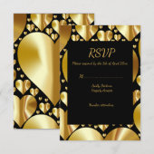 gouden harten rsvp reactiekaart bruiloft kaartje (Voorkant / Achterkant)