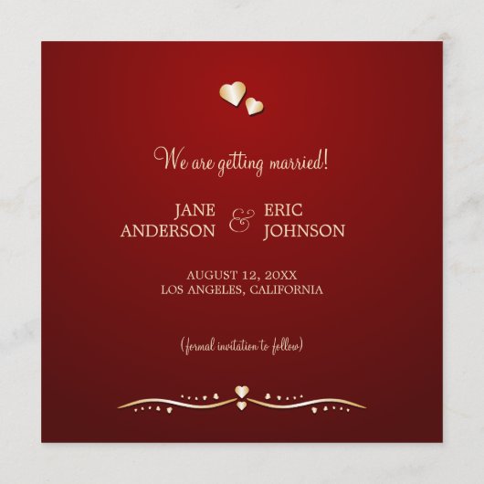 Gouden Harten - Save the date aankondiging (Achterkant)