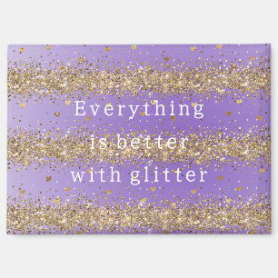 Gouden harten schitteren paarse glitterspraak magneet