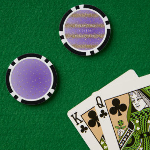 Gouden harten schitteren paarse glitterspraak  poker chips