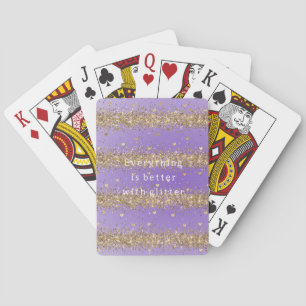 Gouden harten schitteren paarse glitterspraak  pokerkaarten