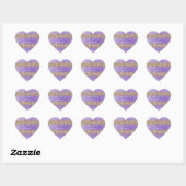 Gouden harten schitteren paarse glitterspreuk hart sticker (Vel)