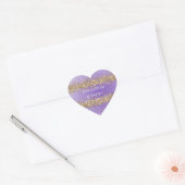 Gouden harten schitteren paarse glitterspreuk hart sticker (Envelop)