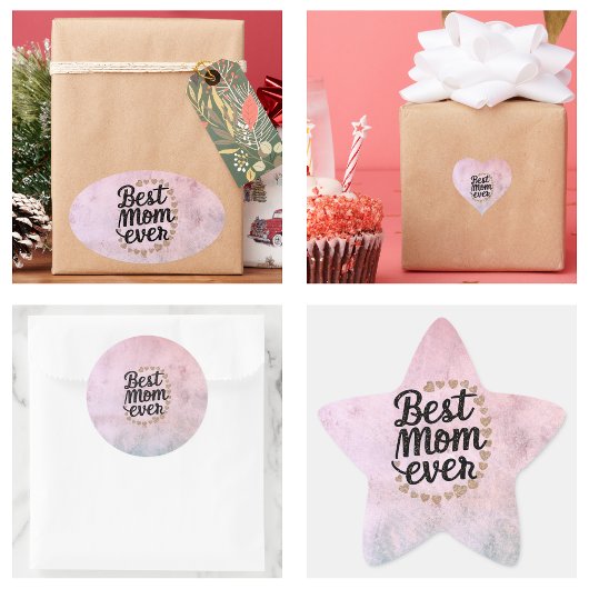 Gouden Harten Trendy Script Beste Moeder Ooit Mode Ster Sticker