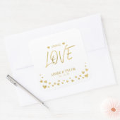 Gouden harten verspreiden de liefde bruiloft gunst vierkante sticker (Envelop)