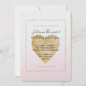 gouden hartenblush roze ombre bruiloft kaart (Voorkant)