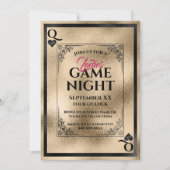 Gouden Hartenkoningin Dames Spelletjesavond Kaart (Voorkant)